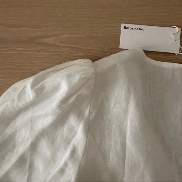 REFORMATION - MIRIAM LINEN TOP - WHITE - SIZE 8 - Picture 10 of 10